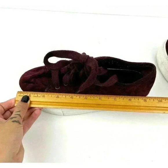 VTG Women's Burgundy Velour Platform Sneakers Sz 7 90's Y2K No Parking - Picture 5 of 12